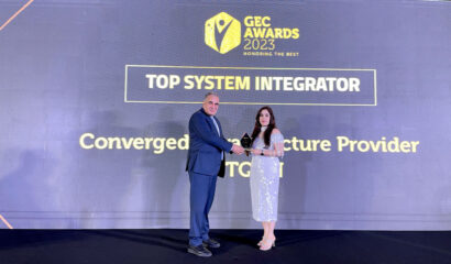 Mr. Feras Al Jabi, General Manager of ITQAN, proudly receiving the Best System Integrator award at the GEC Awards 2023.